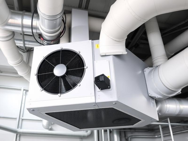 Air handling unit installed in an industrial plant room